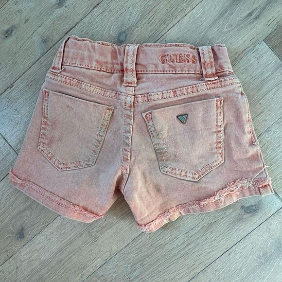 Guess Jeans Shorts Distressed Acid Washed Coral Peach Toddler Size 3T - Picture 2 of 11